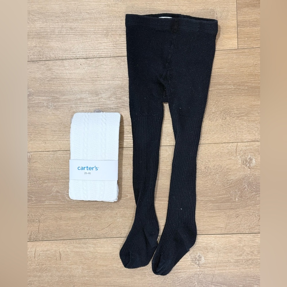 ⭐ 5/$20 ⭐ Carter's Toddler Girls Black & White Tights Stockings 2T-4T